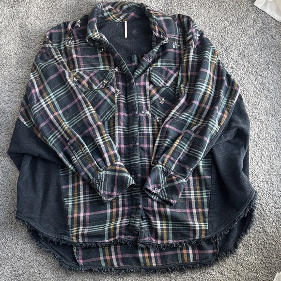 Free People Star Constellations Within Too Sequin Star Flannel Top - Picture 4 of 15